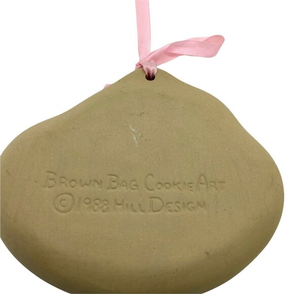 Kitten Cat Brown Bag Cookie Art 1988 Hill Sleeping Cat Design 5" Tan Beige Retro - Picture 2 of 12